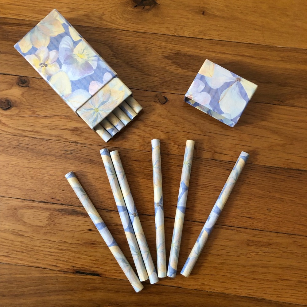 Floral Patterned 12-Piece Pencil Set with Matching Case